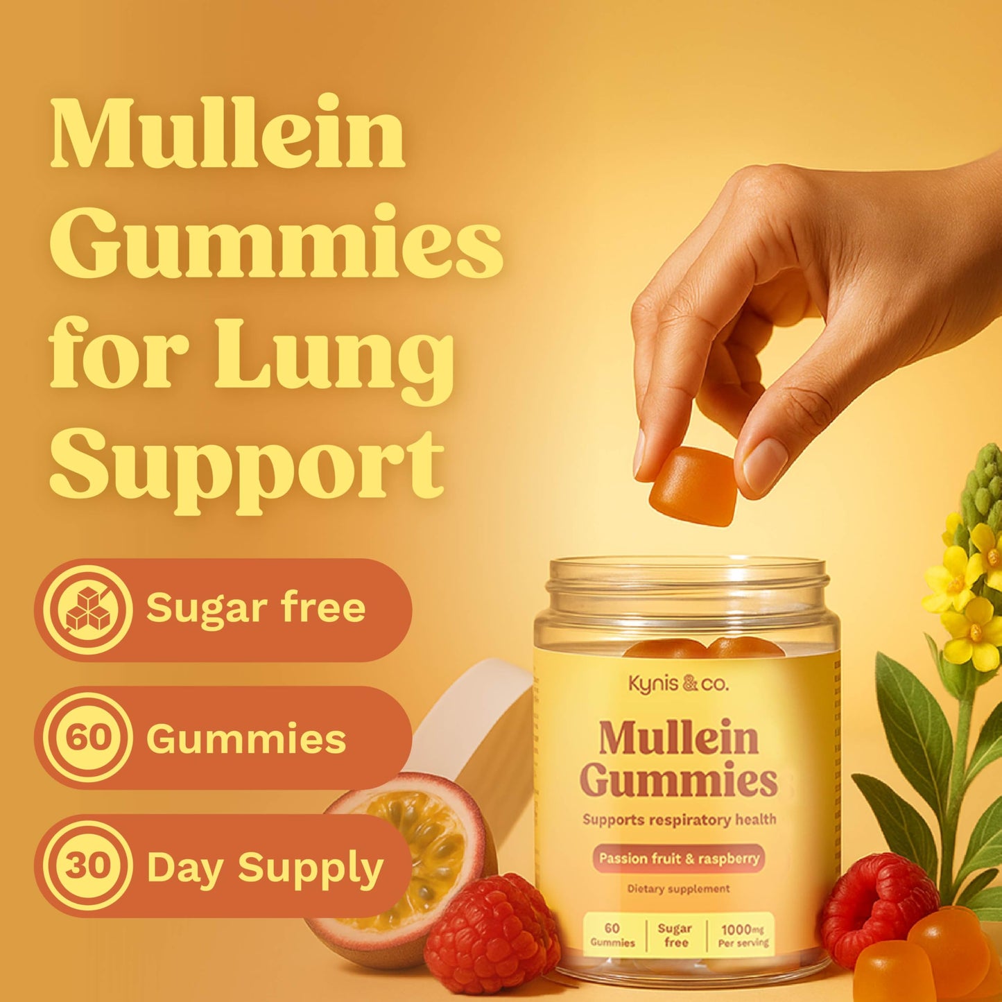 Mullein Gummies // Supports respiratory health.